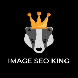 Image SEO King. Image SEO gold crown wearing gray honey badger on a black background. Cause that's what Image SEO King's do to SEO images!