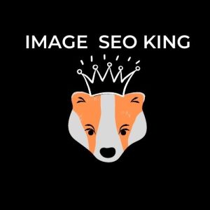 Image SEO King. Image SEO gold crown wearing orange honey badger on a black background. Cause that's what Image SEO King's do to SEO images!