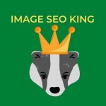 Image SEO King. Image SEO gold crown wearing gray honey badger on a green background. Cause that's what Image SEO King's do to SEO images!