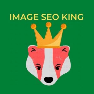Image SEO King. Image SEO gold crown wearing orange honey badger on a green background. Cause that's what Image SEO King's do to SEO images!